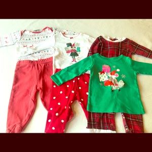 Set of 3 Christmas Pajamas and Shirt, 6 months